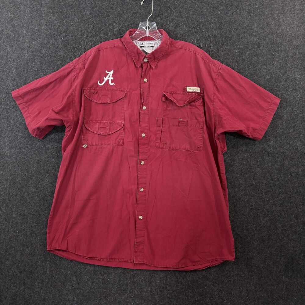 Alabama Crimson Tide Shirt Men's XL Red Columbia PFG Vented Fishing Bama